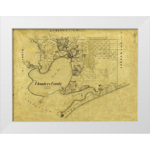 Chambers County Texas - Bieberstein 1862 White Modern Wood Framed Art Print by Bieberstein