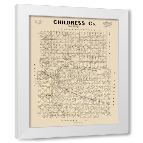 Childress County Texas - McGaughey 1892  White Modern Wood Framed Art Print by McGaughey