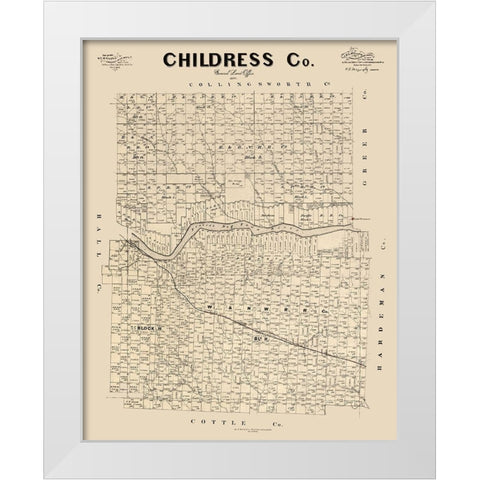 Childress County Texas - McGaughey 1892  White Modern Wood Framed Art Print by McGaughey