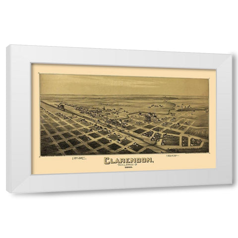 Clarendon Texas - Fowler 1890 White Modern Wood Framed Art Print by Fowler