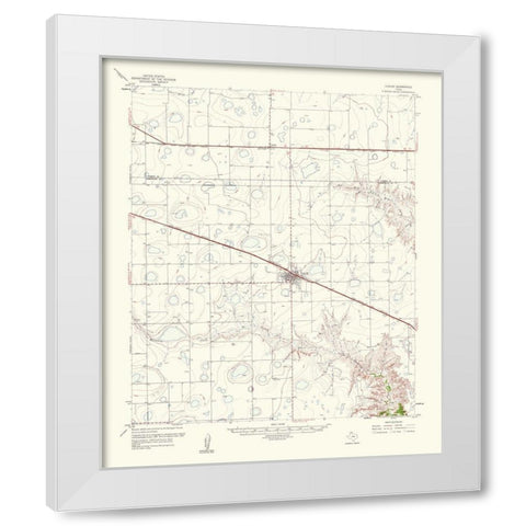 Claude Texas Quad - USGS 1961 White Modern Wood Framed Art Print by USGS