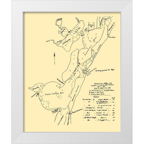 Corpus Christi Waterways - 1845 White Modern Wood Framed Art Print by Unknown