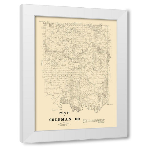 Coleman County Texas - Walsh 1879 White Modern Wood Framed Art Print by Walsh