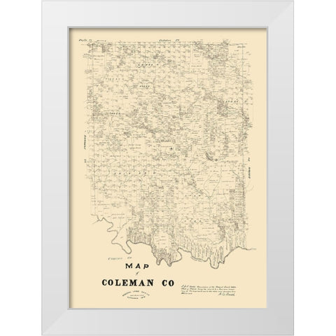 Coleman County Texas - Walsh 1879 White Modern Wood Framed Art Print by Walsh