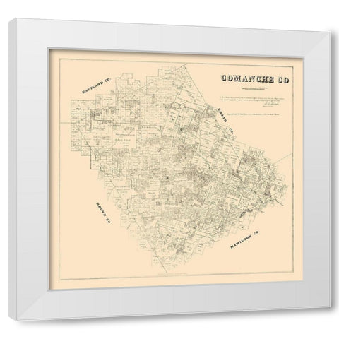 Comanche County Texas - Walsh 1879 White Modern Wood Framed Art Print by Walsh