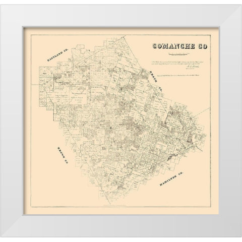 Comanche County Texas - Walsh 1879 White Modern Wood Framed Art Print by Walsh