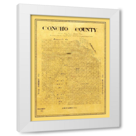Concho County Texas - Groos 1895 White Modern Wood Framed Art Print by Groos