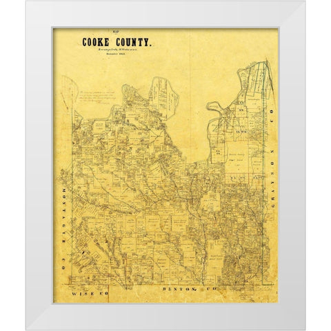 Cooke County Texas - 1868 White Modern Wood Framed Art Print by Unknown