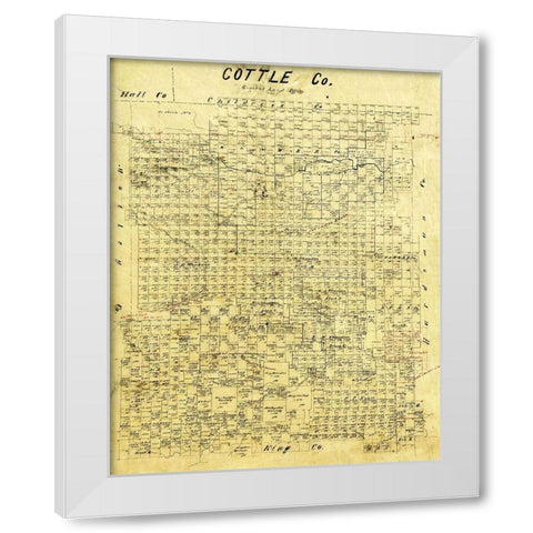 Cottle County Texas - 1883 White Modern Wood Framed Art Print by Unknown