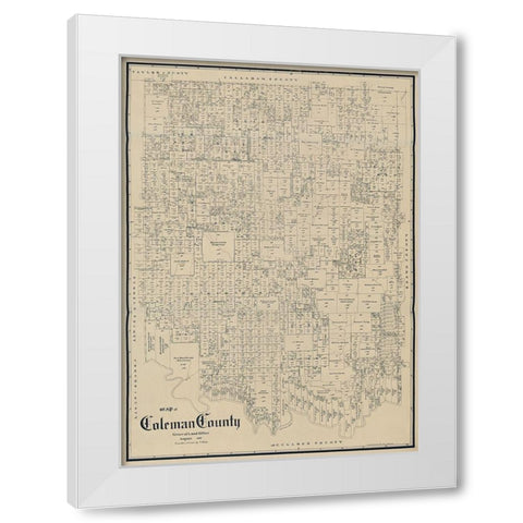 Coleman County Texas - Schutze 1897  White Modern Wood Framed Art Print by Schutze