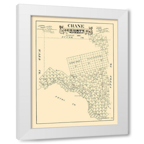 Crane County Texas - 1889 White Modern Wood Framed Art Print by Unknown