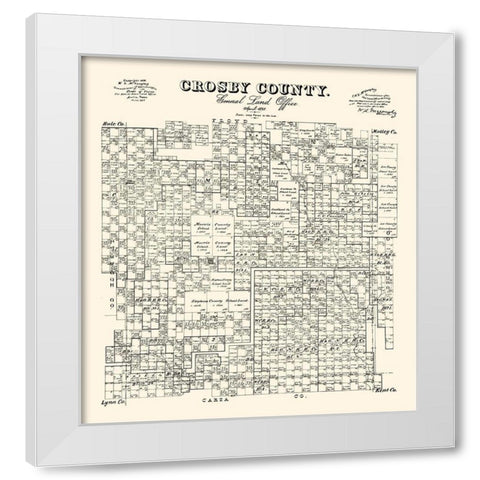 Crosby County Texas - McGaughey 1892 White Modern Wood Framed Art Print by McGaughey