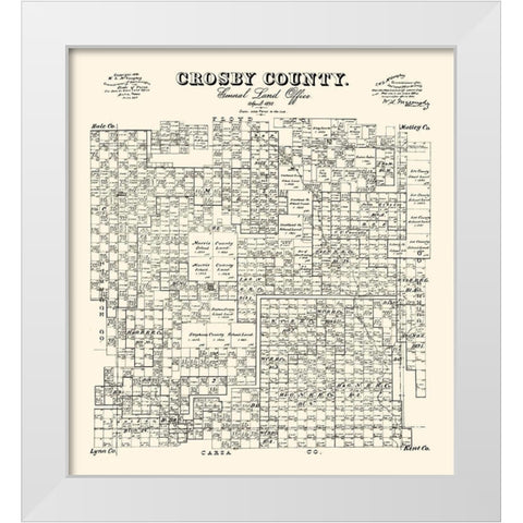 Crosby County Texas - McGaughey 1892 White Modern Wood Framed Art Print by McGaughey