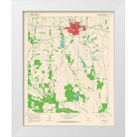 Clarksville Texas Quad - USGS 1964 White Modern Wood Framed Art Print by USGS