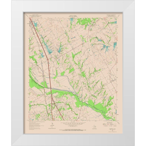 Chatfield Texas Quad - USGS 1961 White Modern Wood Framed Art Print by USGS