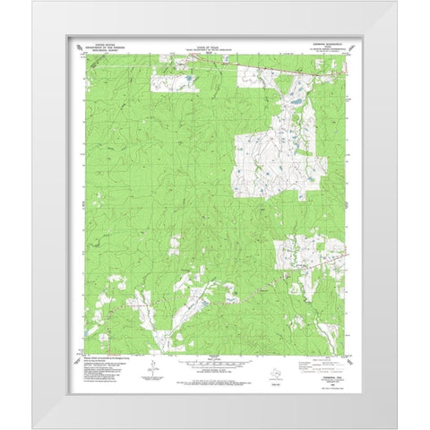 Carmona Texas Quad - USGS 1984 White Modern Wood Framed Art Print by USGS