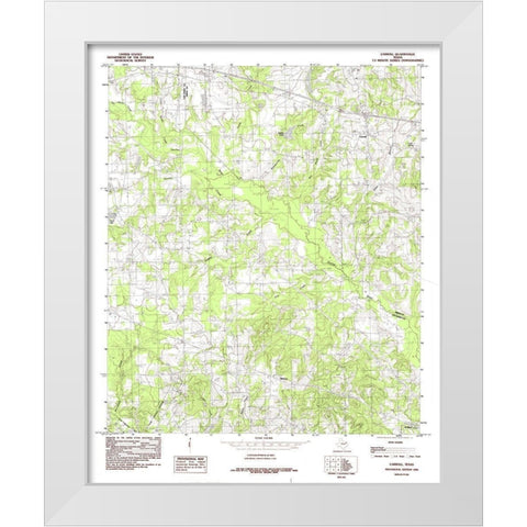 Carroll Texas Quad - USGS 1984 White Modern Wood Framed Art Print by USGS