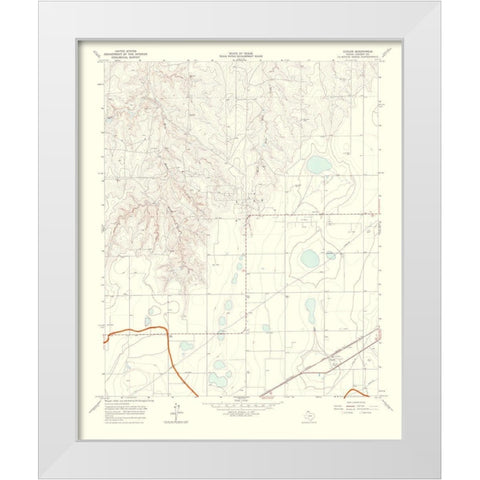 Cuyler Texas Quad - USGS 1967 White Modern Wood Framed Art Print by USGS