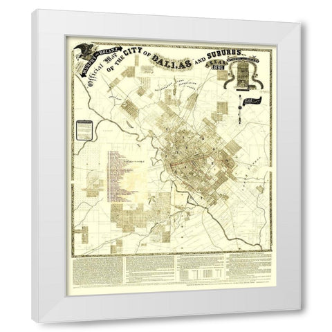 Dallas, Suburbs Texas Landowner - Murphy 1891 White Modern Wood Framed Art Print by Murphy