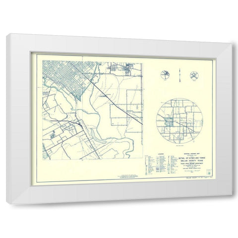 Dallas Texas Cities 4 of 4 - Highway Dept 1936 White Modern Wood Framed Art Print by Highway Dept