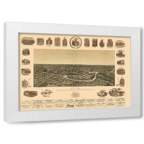 Dallas Texas - Giraud 1892 White Modern Wood Framed Art Print by Giraud
