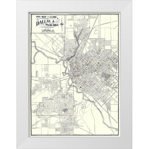 Dallas, Suburbs Texas - Weichsel 1919 White Modern Wood Framed Art Print by Weichsel