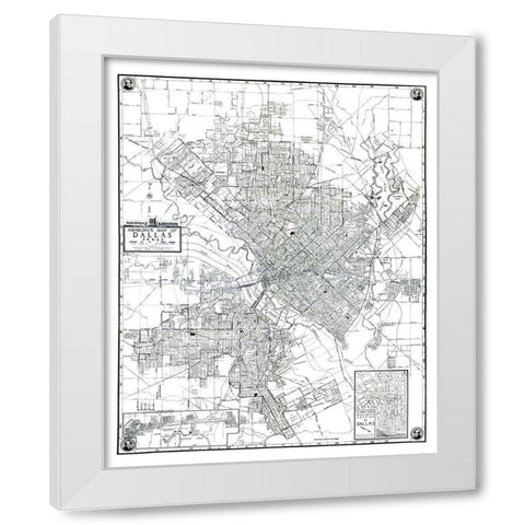 Dallas Texas - Ashburn 1942 White Modern Wood Framed Art Print by Ashburn