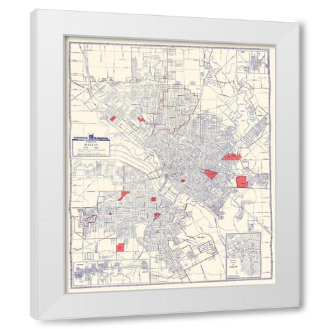 Dallas Texas - Ashburn 1947 White Modern Wood Framed Art Print by Ashburn
