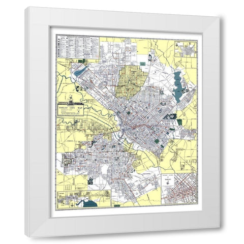 Dallas Texas - Ashburn 1948 White Modern Wood Framed Art Print by Ashburn