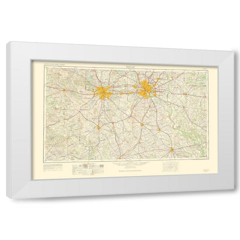 Dallas Texas Quad - USGS 1963 White Modern Wood Framed Art Print by USGS