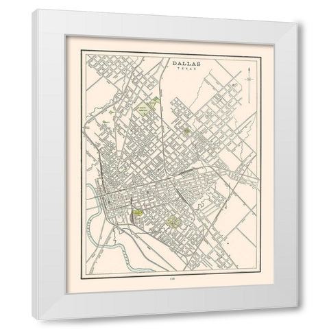 Dallas  Texas - Cram 1892 White Modern Wood Framed Art Print by Cram