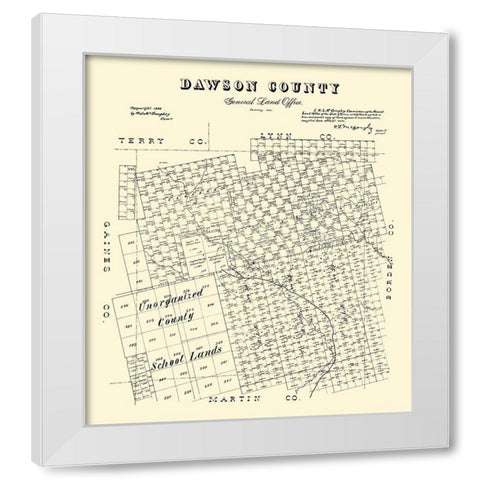 Dawson County Texas - McGaughey 1892 White Modern Wood Framed Art Print by McGaughey