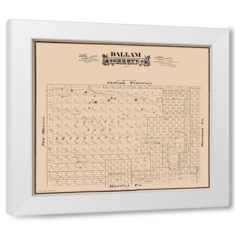 Dallam County Texas - Hall 1888  White Modern Wood Framed Art Print by Hall