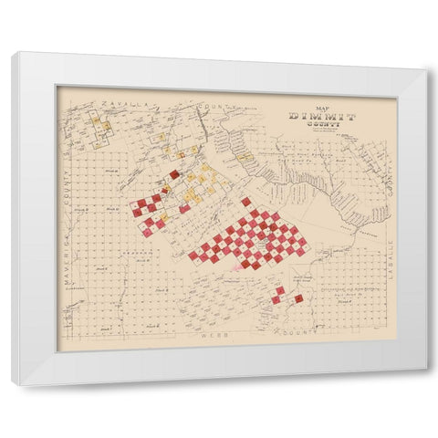 Dimmit County Texas -1897 White Modern Wood Framed Art Print by Unknown