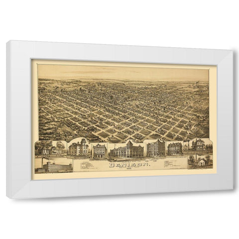 Denison Texas - Fowler 1891 White Modern Wood Framed Art Print by Fowler
