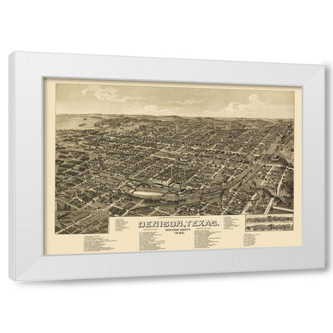 Denison Texas - Wellge 1886 White Modern Wood Framed Art Print by Wellge
