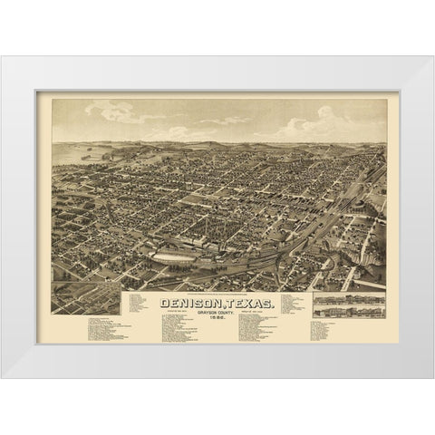 Denison Texas - Wellge 1886 White Modern Wood Framed Art Print by Wellge