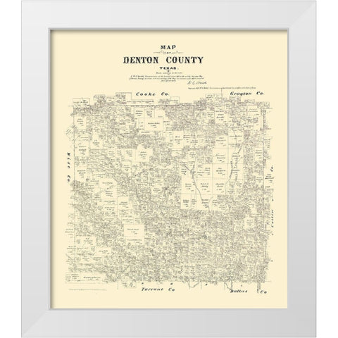 Denton County Texas - Walsh 1879 White Modern Wood Framed Art Print by Walsh