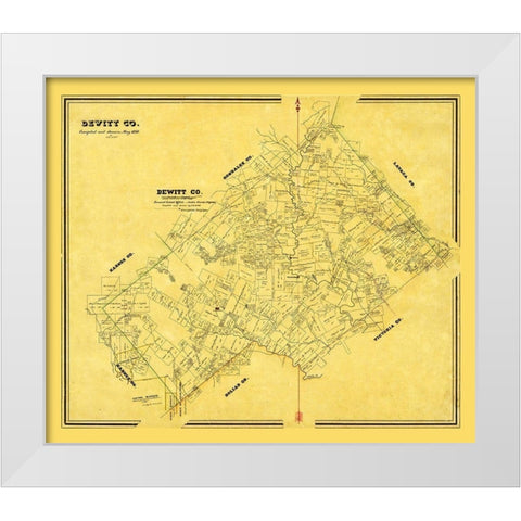 Dewitt County Texas - Arlitt 1870 White Modern Wood Framed Art Print by Arlitt