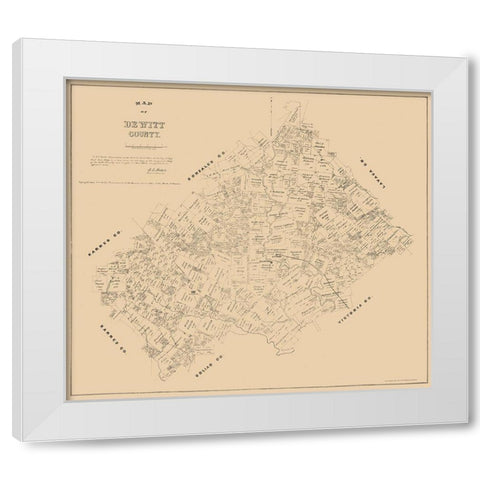 DeWitt County Texas - Walsh 1881  White Modern Wood Framed Art Print by Walsh
