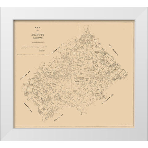 DeWitt County Texas - Walsh 1881  White Modern Wood Framed Art Print by Walsh