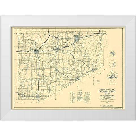 Eastland Texas Highway - Highway Dept 1936 White Modern Wood Framed Art Print by Highway Dept