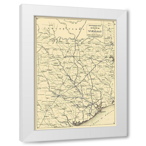 Texas State Railroads - 1873 White Modern Wood Framed Art Print by Unknown