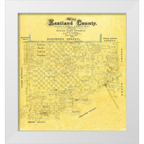 Eastland County Texas - Blan 1875 White Modern Wood Framed Art Print by Blan