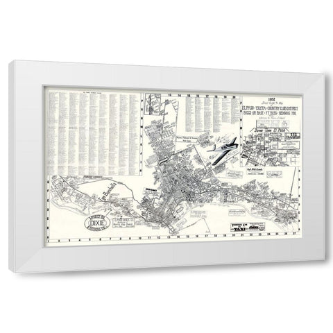 El Paso Texas Street Guide - Newman 1952 White Modern Wood Framed Art Print by Newman