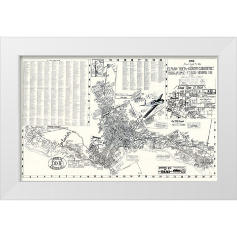 El Paso Texas Street Guide - Newman 1952 White Modern Wood Framed Art Print by Newman