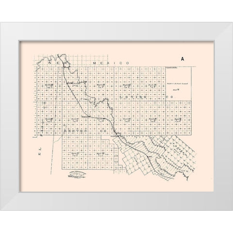 El Paso County Texas - Abrams 1893  White Modern Wood Framed Art Print by Abrams
