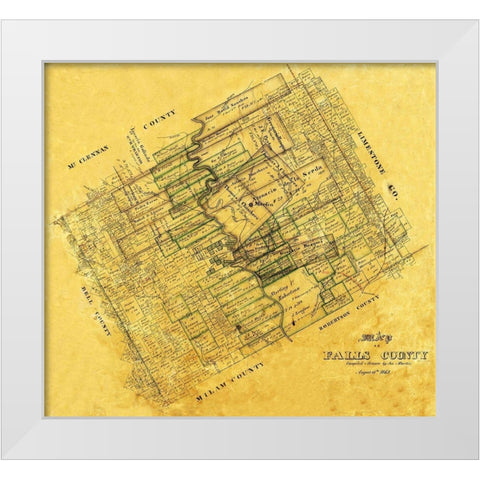 Falls County Texas - Martin 1868 White Modern Wood Framed Art Print by Martin