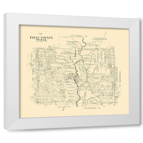 Falls County Texas - Walsh 1879 White Modern Wood Framed Art Print by Walsh