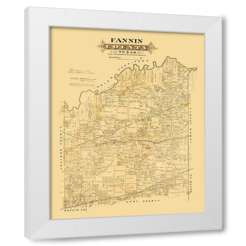Fannin County Texas - Marshall 1870 White Modern Wood Framed Art Print by Marshall
